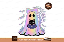 Pastel ghost cat reading book bats Product Image 1