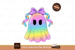Pastel ghost with bow and ribbons rainbow Product Image 1