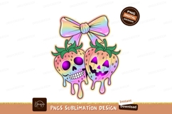 Pastel dripping strawberry skulls and pumpkin image Product Image 1