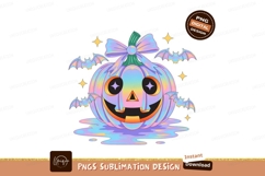 Pastel rainbow pumpkin with bats and stars halloween Product Image 1