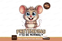 Cute mouse with big blue eyes and pink ears cartoon Product Image 1