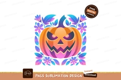 Spooky pumpkin with floral border halloween jackolantern Product Image 1