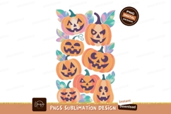 Spooky jack o lantern faces with pastel leaves halloween Product Image 1