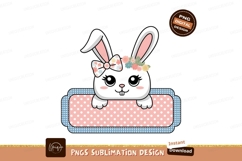 Cute Bunny With Bow Sublimation Png Product Image 1