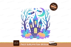 Haunted Castle Moon Bats Pumpkins halloween Product Image 1