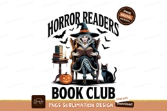 Witch reading book with cat and pumpkin image Product Image 1