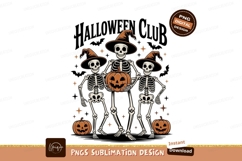 Three skeletons holding pumpkins hats halloween Product Image 1