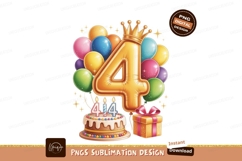 Golden Number Four Crown Balloons Cake Gift birthday Product Image 1
