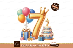 Golden number seven birthday celebration balloons Product Image 1