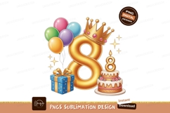 Golden Crowned Number Eight Birthday Celebration balloons Product Image 1
