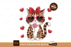 Cat With Lollipop And Heart Glasses Product Image 1