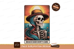 Skeleton wearing hat with flowing hair beach ocean Product Image 1