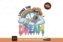 Skeleton relaxing on cloud with rainbow sunglasses Product Image 1