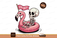 Skeleton flamingo float stay salty pink water Product Image 1