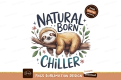 Sleeping sloth on branch with flowers leaves Product Image 1
