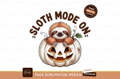 Cute sloth in carved pumpkin halloween orange Product Image 1