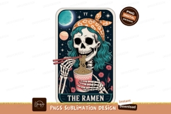 Format: Title: Skeleton eating ramen noodles in space Product Image 1
