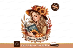 Autumn girl reading book with sunflowers image Product Image 1