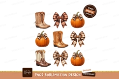 Cowboy boots pumpkins plaid bows autumn Product Image 1