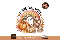 Autumn rainbow pumpkins scarf leaves fall Product Image 1