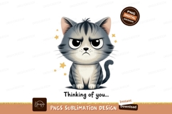 Grumpy tabby cat with stars cartoon Product Image 1