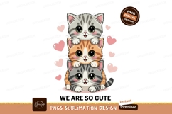 Three stacked kittens pink hearts cute animal Product Image 1