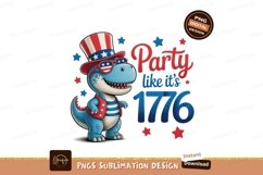 Dinosaur wearing patriotic hat and vest sunglasses Product Image 1