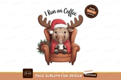 Moose wearing Santa hat drinking coffee image Product Image 1