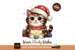 Adorable kitten wearing santa hat and christmas lights Product Image 1