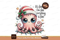 Pink octopus wearing santa hat with christmas lights Product Image 1