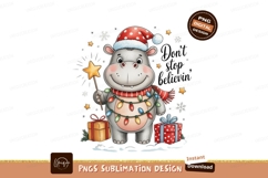 Hippo wearing santa hat and christmas lights image Product Image 1