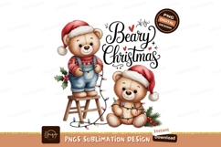 Festive bears decorating with holiday lights christmas Product Image 1