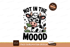 Black cow eating green leaf white pink Product Image 1