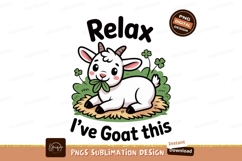 Cute white goat eating leaves green grass Product Image 1