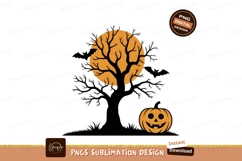 Orange moon spooky tree jack o lantern halloween Product Image 1