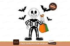 Skeleton holding trick or treat bags halloween Product Image 1
