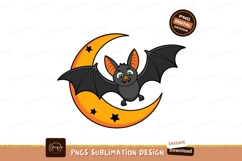 Cute bat flying crescent moon orange black Product Image 1