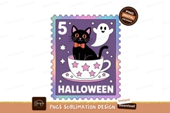 Black cat ghost cup stars halloween Product Image 1