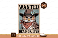 Owl cowboy wanted poster sublimation bandana flower Product Image 1