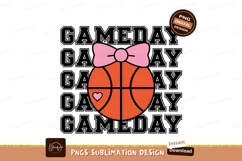 Cute Gameday Basketball With Bow Sublimation Png Product Image 1
