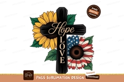 Cross sunflowers hope love patriotic Product Image 1