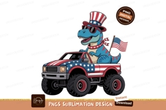 Dinosaur driving patriotic monster truck american flag Product Image 1