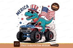 Patriotic dinosaur rides monster truck american Product Image 1