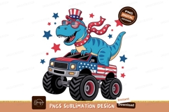 Patriotic dinosaur rides monster truck american Product Image 1