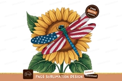 Dragonfly sunflower american flag wings image Product Image 1
