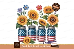 Sunflowers lavender blue flowers patriotic jars image Product Image 1