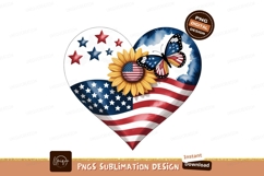 Patriotic heart sunflower butterfly american flag Product Image 1