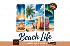 Sunset campfire palm tree camper aurora ocean beach Product Image 1