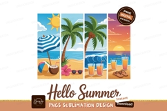 Tropical beach drinks palm trees ocean sunset image Product Image 1