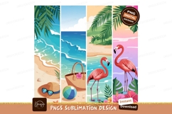 Tropical beach flamingos and beach accessories ocean Product Image 1